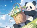 Jwèt Jigsaw Puzzle: Basket Flower Panda