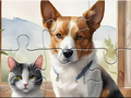 Jwèt Jigsaw Puzzle: Oil Painting Dog And Cat