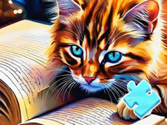 Jwèt Jigsaw Puzzle: Cat Reading