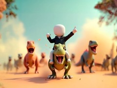 Jwèt Stickman: Dinosaur arena
